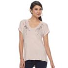 Women's Apt. 9&reg; Embellished Scoopneck Tee, Size: Xs, Light Pink