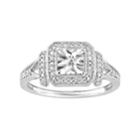 Stella Grace Sterling Silver 1/5 Carat T.w. Diamond Square Halo Ring, Women's, Size: 6, White