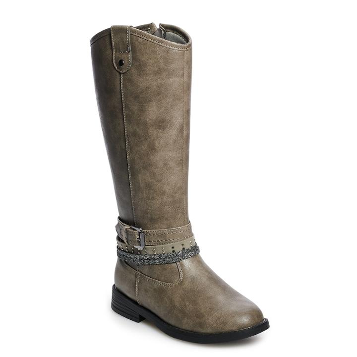 So&reg; Raylene Girls' Tall Riding Boots, Size: 2, Med Grey