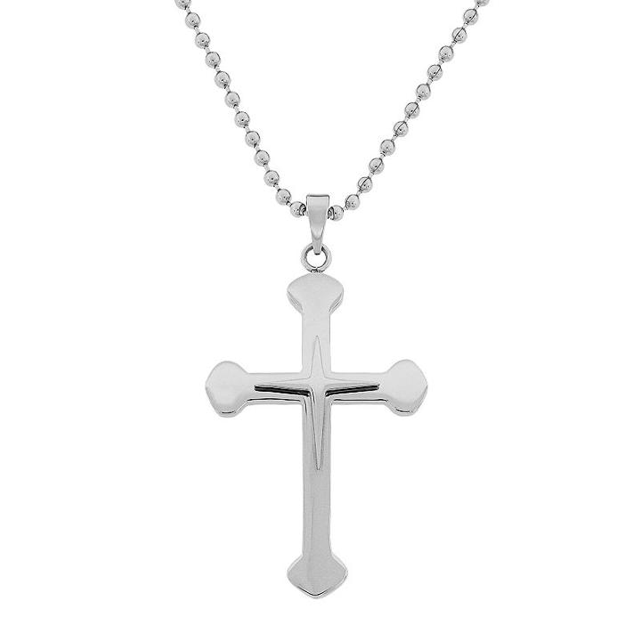 Lynx Stainless Steel Cross Pendant - Men, Grey