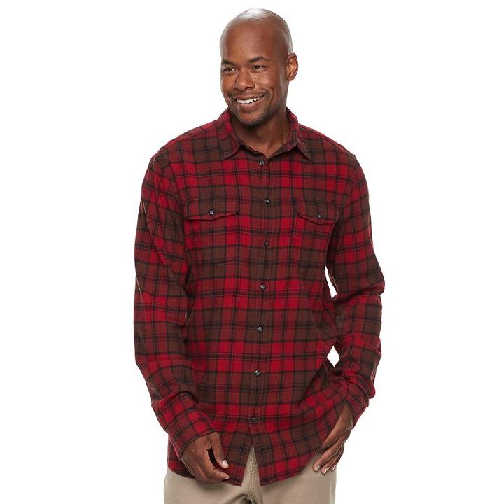 Big & Tall Sonoma Goods For Life™ Supersoft Stretch Flannel Shirt, Men's, Size: 3xl Tall, Med Brown