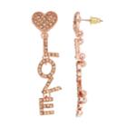 Mudd&reg; Love Heart Nickel Free Linear Earrings, Women's, Light Pink
