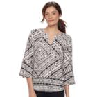 Women's Dana Buchman Bell Sleeve Henley Top, Size: Large, Lt Beige