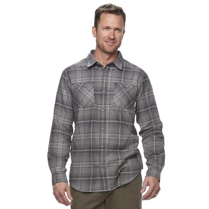 Men's Columbia Highland Home Classic-fit Plaid Flannel Button-down Shirt, Size: Large, Grey (charcoal)