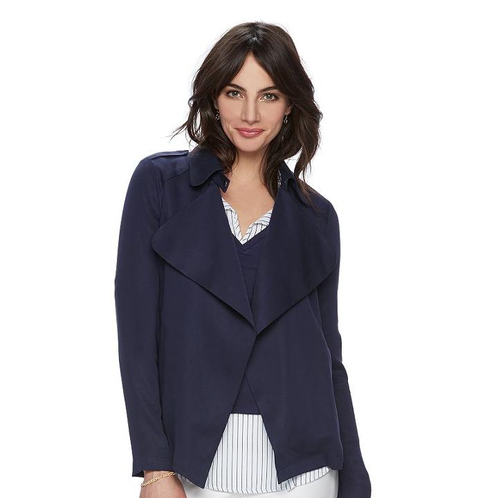 Women's Elle™ Pleated Blazer, Size: Large, Dark Blue