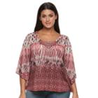 Plus Size World Unity Embellished Sublimation Top, Women's, Size: 2xl, Brown Oth