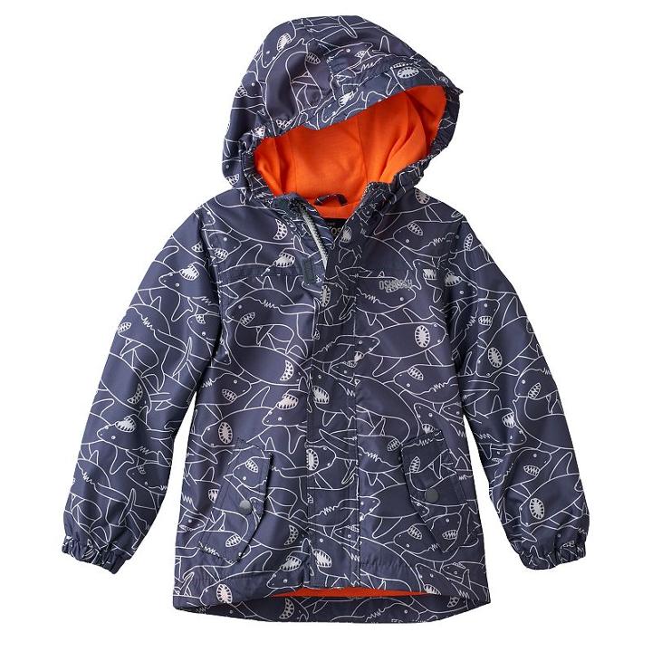 Boys 4-7 Oshkosh B'gosh&reg; Shark Pattern Lightweight Rain Jacket, Boy's, Size: 5-6, Grey