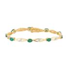 10k Gold Emerald & 1/4 Carat T.w. Diamond Bracelet, Women's, Size: 7.5, Green