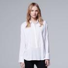 Women's Simply Vera Vera Wang Mixed-media Blouse, Size: Xl, White