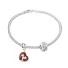 Snoopy Charm, Crystal Bead & Bracelet Set, Women's, Grey