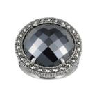 Lavish By Tjm Sterling Silver Hematite Halo Ring - Made With Swarovski Marcasite, Women's, Size: 8, Black