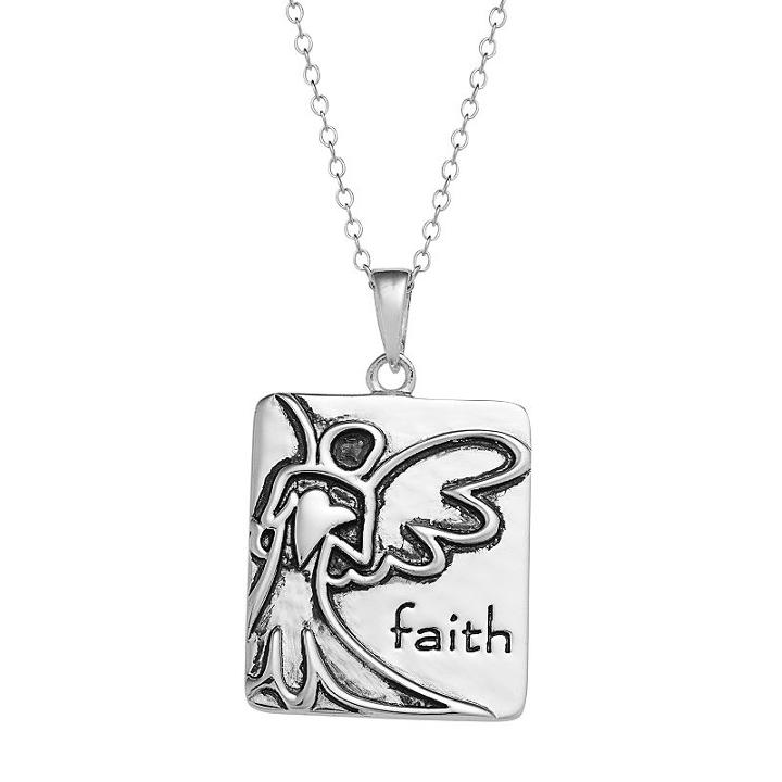 Sterling Silver Faith Angel Pendant Necklace, Women's, Size: 18, Grey