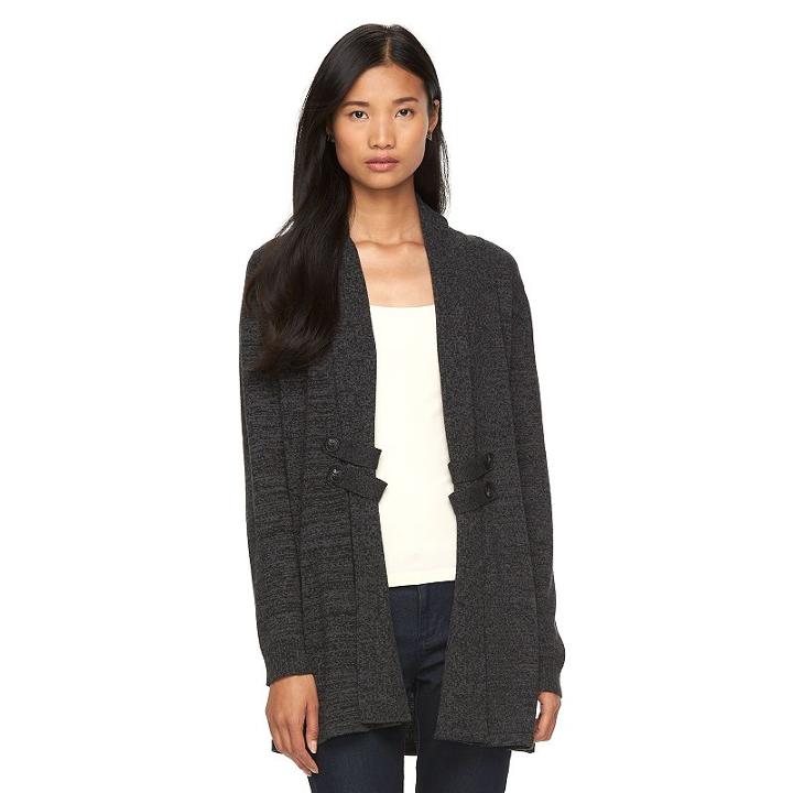 Women's Ab Studio Button Open-front Cardigan, Size: Xlrg Av/rg, Ovrfl Oth