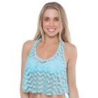Mix And Match Chevron Flounce Midkini Top, Girl's, Size: Large, Turquoise/blue (turq/aqua)