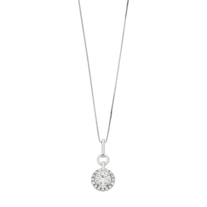 Forever Brilliant 14k White Gold 9/10 Carat T.w. Lab-created Moissanite Halo Pendant, Women's, Size: 18