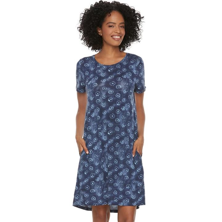 Women's Sonoma Goods For Life&trade; Keyhole Sleep Shirt, Size: Medium, Blue