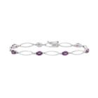 Amethyst & Diamond Accent Sterling Silver Marquise Link Bracelet, Women's, Size: 7.5, Purple