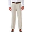 Big & Tall Haggar&reg; Cool 18&reg; Pro Wrinkle-free Pleated Expandable Waist Pants, Men's, Size: 46x34, Lt Beige
