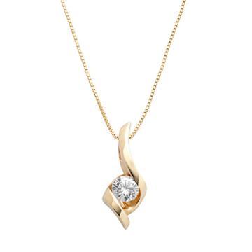 Sirena Collection 14k Gold 1/4-ct. T.w. Round-cut Diamond Solitaire Swirl Pendant, Women's, White