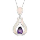 Lab-created Opal & Cubic Zirconia Sterling Silver Teardrop Pendant Necklace, Women's, Size: 18, Purple