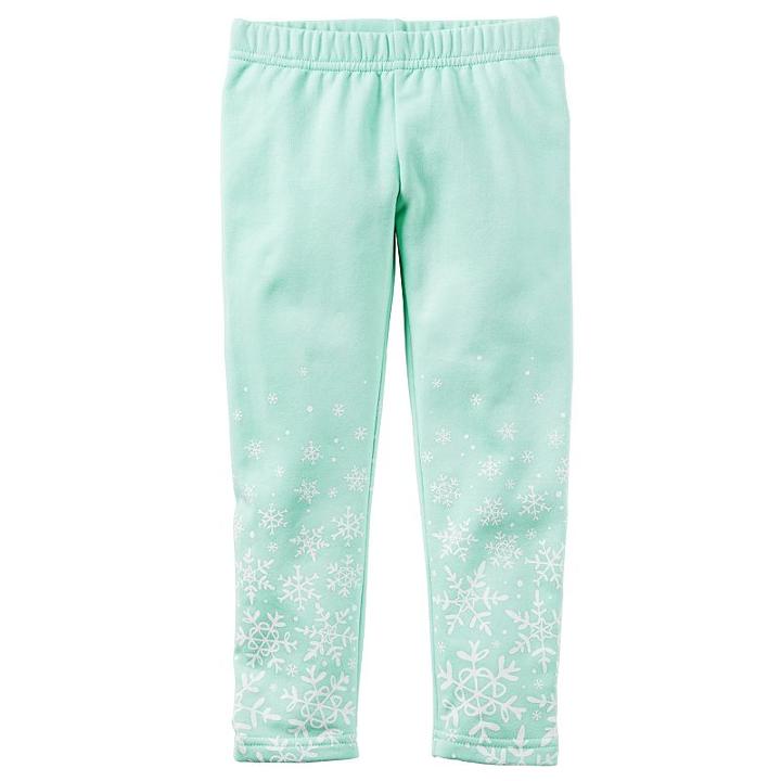 Girls 4-8 Carter's Printed Fleece-lined Leggings, Girl's, Size: 5, Lt Green