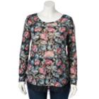 Plus Size Lc Lauren Conrad Lace Trim Top, Women's, Size: 2xl, Dark Grey