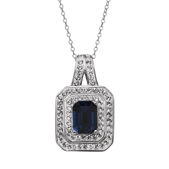 Sterling 'n' Ice Crystal Sterling Silver Tiered Pendant Necklace - Made With Swarovski Crystals, Women's, Size: 18, Blue
