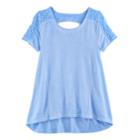 Girls 7-16 & Plus Size Mudd&reg; Lace Keyhole Swing Tee, Size: 12, Light Blue