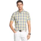 Men's Izod Check Advantage Button-down Shirt, Size: Large, Med Yellow