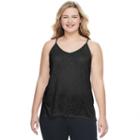 Juniors' Plus Size Mudd&reg; Double V-neck Camisole, Girl's, Size: 3xl, Black