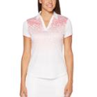 Women's Grand Slam Ombre Print Short Sleeve Golf Polo, Size: Large, Red Other