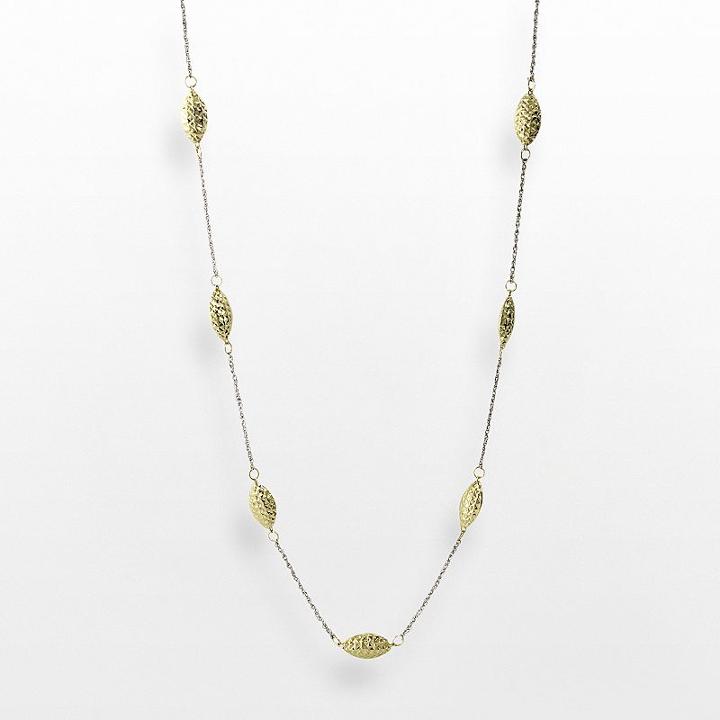 14k Gold Two Tone Station Necklace, Women's, Size: 18, Multicolor