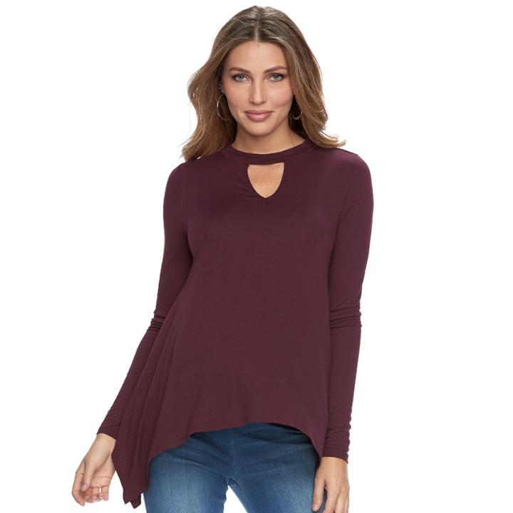 Women's Jennifer Lopez Cascade Cutout Sweater, Size: Small, Dark Red