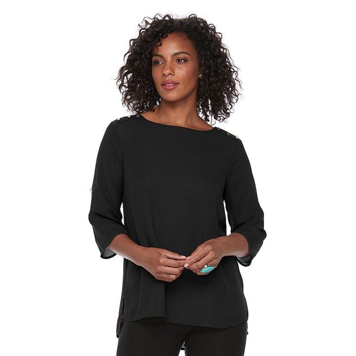 Women's Apt. 9&reg; Button Accent Top, Size: Xs, Black