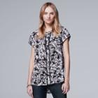 Women's Simply Vera Vera Wang Chiffon High-low Top, Size: Large, Black