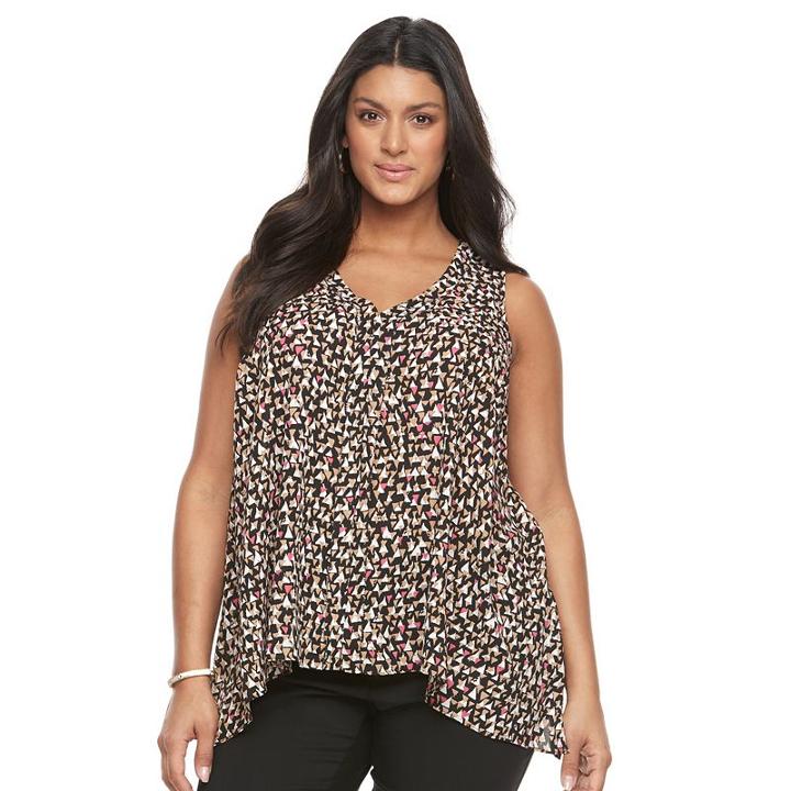 Plus Size Apt. 9 V-neck Shark-bite Tank Top, Women's, Size: 4xl, Med Pink