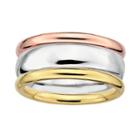 Stacks And Stones 18k Gold Over Silver And Sterling Silver Tri-tone Stack Ring Set, Women's, Size: 5, White