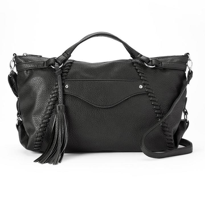 Yoki Pebbled Tassel Tote, Women's, Black