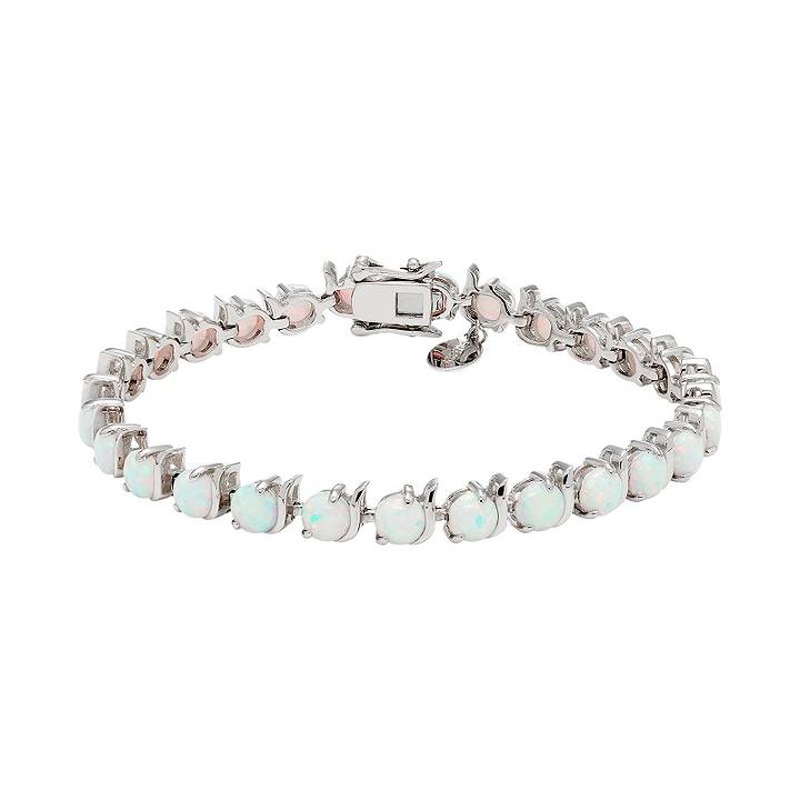 Sterling Silver Lab-created White Opal Tennis Bracelet, Women's