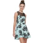 Juniors' Three Pink Hearts Rose Illusion Puff Scuba Skater Dress, Teens, Size: Xl, Lt Green