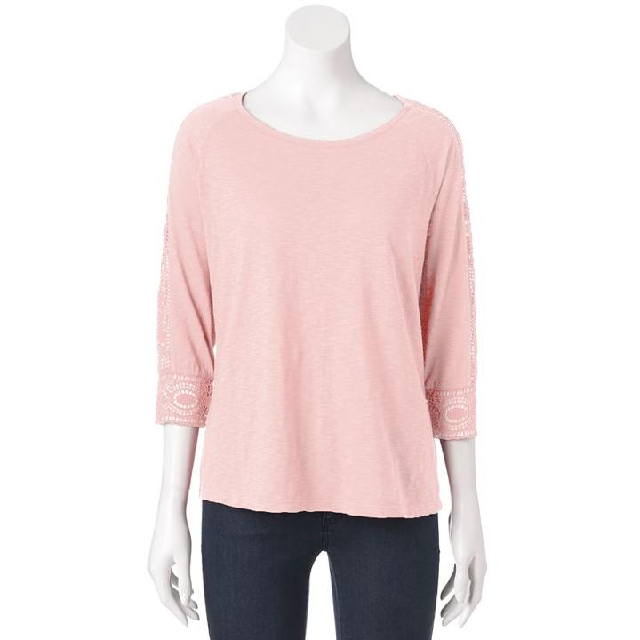 Women's Sonoma Goods For Life™ Circle Crochet Tee, Size: Medium, Brt Pink