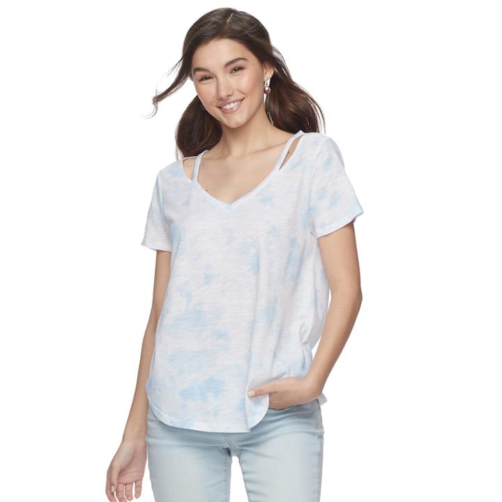 Juniors' So&reg; Cut-out Clavicle Tee, Teens, Size: Small, Med Blue