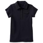 Chaps, Girls 7-16 Interlock School Uniform Polo, Girl's, Size: Small, Blue