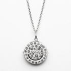 Silver-plated Crystal Smiley Face Pendant, Women's, White