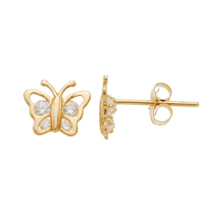 Kids' Taylor Grace 10k Gold Cubic Zirconia Butterfly Stud Earrings, Teens