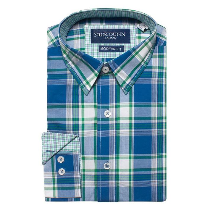 Men's Nick Dunn Modern-fit Gingham Plaid Dress Shirt, Size: M-34/35, Ovrfl Oth
