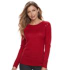 Women's Apt. 9&reg; Embellished Yoke Sweater, Size: Xs, Red