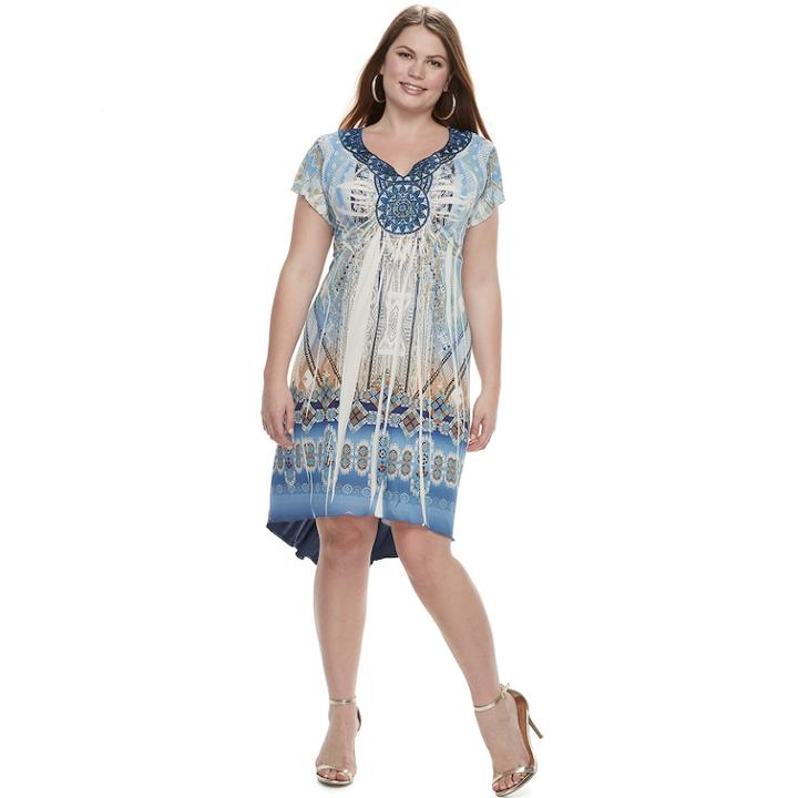 Plus Size World Unity Printed Sublimation Dress, Women's, Size: 3xl, Blue