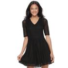 Juniors' Love, Fire Lace-up Back Skater Dress, Teens, Size: Medium, Black