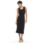 Women's Croft & Barrow&reg; Shirred Tank Midi Dress, Size: Large, Black